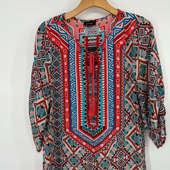 Tolani Women's size XS Silk Tunic mini Dress Multicolor Geometric Print - Picture 8 of 11